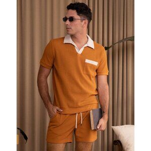 NWT Dandy Del Mar The Cannes Waffle Knit Shirt Burnt Sienna Size Large